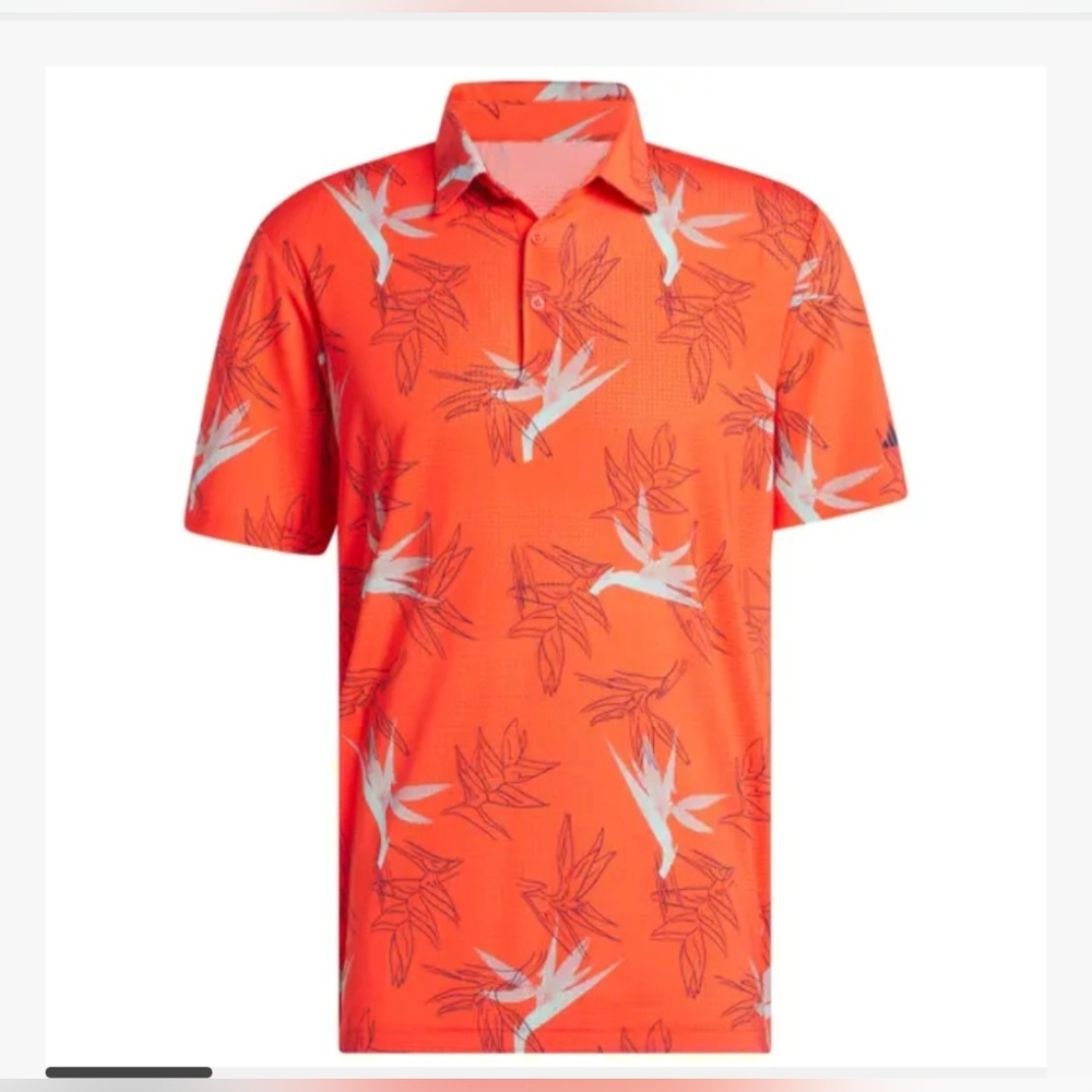 Adidas Men's Orange Tropical Print Shirt